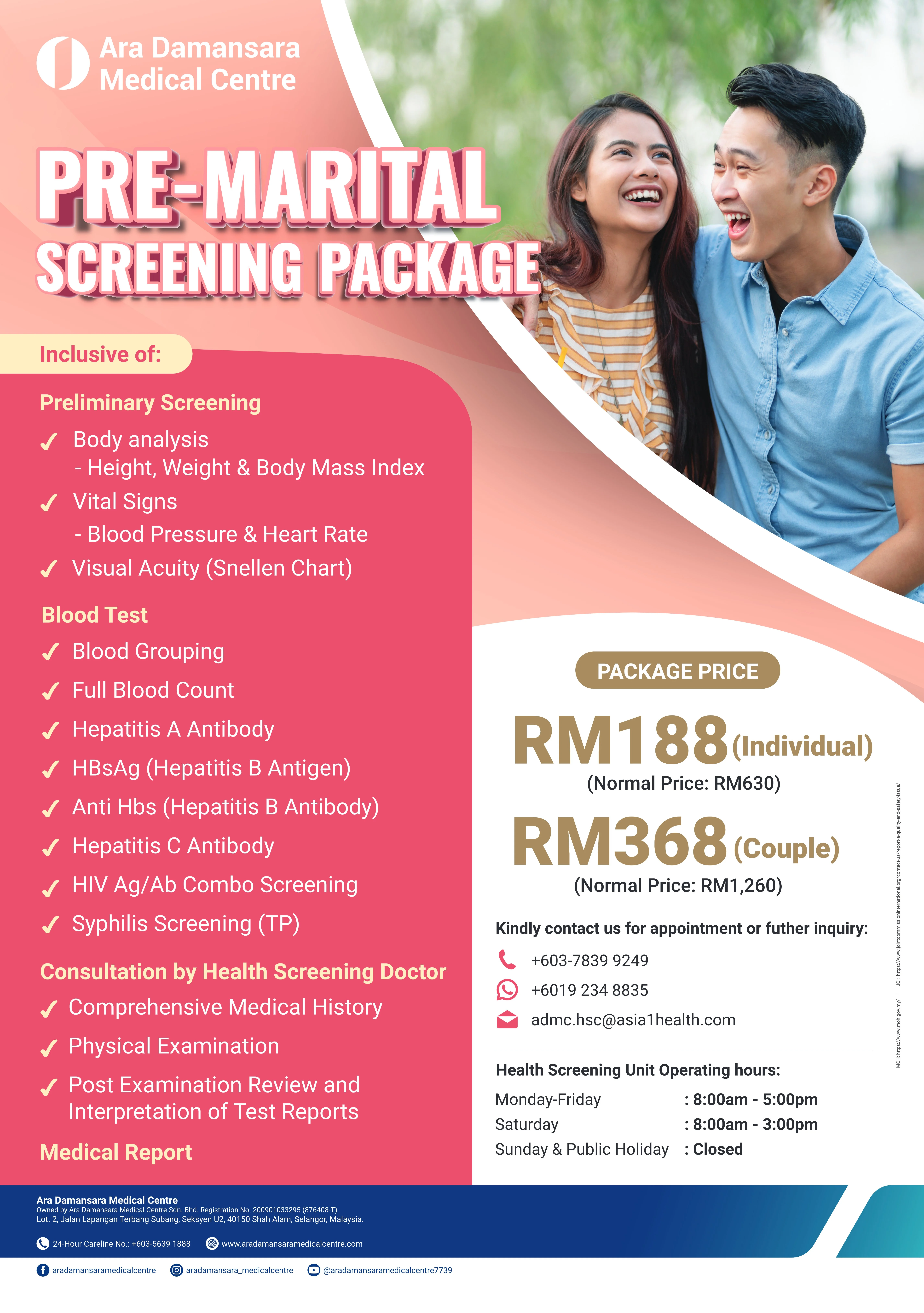 Pre Screening Chart Pre-Marital Screening Package